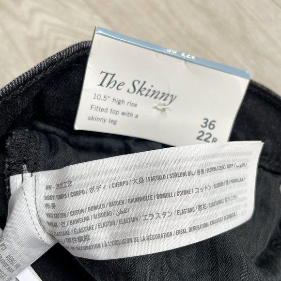 Abercrombie Skinny High Rise Jeans Split Hem Washed Black Size 36 Size 22 NEW - Picture 10 of 14